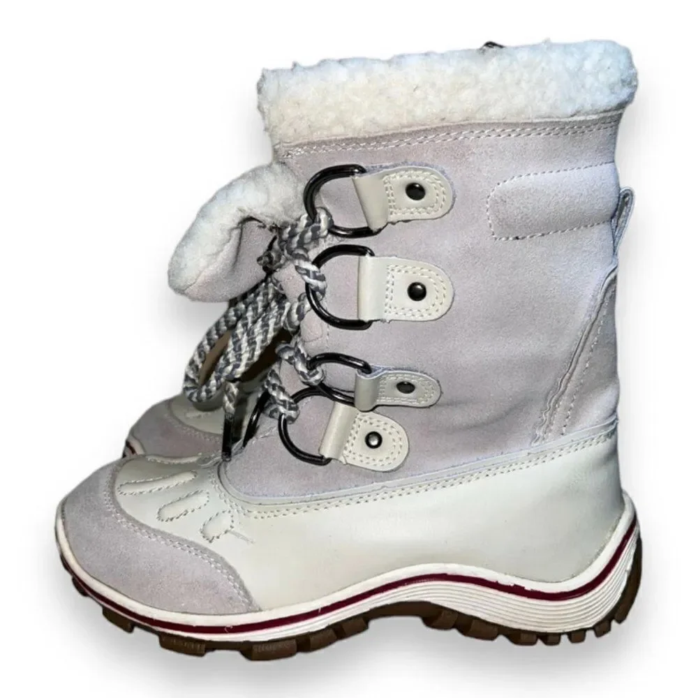 Pajar Alina Round Toe Waterproof Winter Boots White Leather Women's 6.5